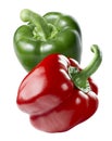 Green red bell pepper isolated on white background Royalty Free Stock Photo