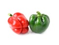 Green, red bell peppers on a white background Royalty Free Stock Photo