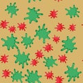 Green and red blot cartoon seamless pattern 623