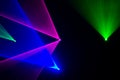 Green, Red and blue laser beams