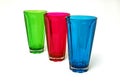 Green, red, blue plastic cups