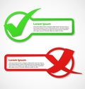 Green and red check mark banners Royalty Free Stock Photo