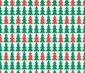 green red christmas trees on white, geometric ornament for new year and christmas holidays, seamless vector pattern Royalty Free Stock Photo