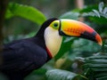 green-red coloured Toucan in the forest