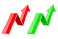 Green and red 3d up arrows. Financial graph Royalty Free Stock Photo