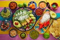 Green and red enchiladas with mexican sauces Royalty Free Stock Photo