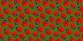 Green And Red Flat Spring Or Summer Seamless Pattern Background With Ladybugs Textile Vector Illustration Art Royalty Free Stock Photo