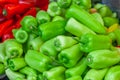 Green and Red fresh peppers from market Royalty Free Stock Photo