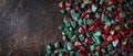 Green and Red Gemstone Chips Scattered on a Dark Surface Royalty Free Stock Photo