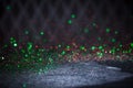 Green And Red Glitter Lights Background. Vintage Sparkle Bokeh W Royalty Free Stock Photo
