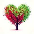 Green red heart shaped tree Royalty Free Stock Photo