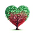 Green red heart shaped tree Royalty Free Stock Photo