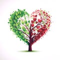 Green red heart shaped tree Royalty Free Stock Photo