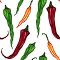 Green and red hot chili peppers Royalty Free Stock Photo