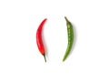 Green and red hot pepper isolated Royalty Free Stock Photo