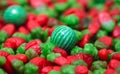 Green and red jelly beans, macro shot. Royalty Free Stock Photo