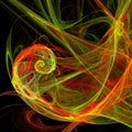 Green and red light mix vertigo helix curves futuristic fractal digital art Royalty Free Stock Photo