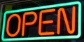 Green and red neon open sign Royalty Free Stock Photo