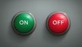 Green on and red off buttons on wall Royalty Free Stock Photo