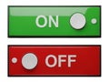 Green on and red off power buttons with indicators, isolated Royalty Free Stock Photo