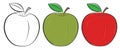 Green, red and outlined apple