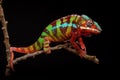 Green and red panther chameleon Furcifer pardalis from Ambilobe, Madagscar Royalty Free Stock Photo