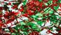 Green red white painting abstract vivid background, texture and strokes of brush