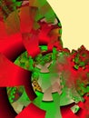 Green red playful shapes, geometries, fractal shapes, lights abstract shapes, fractal design, texture Royalty Free Stock Photo