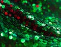Green and Red Sequins Fabric Background Royalty Free Stock Photo