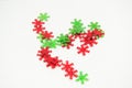 Green Red Snowflake Embellishments Royalty Free Stock Photo