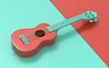 Green red soprano ukulele Side view 3D Royalty Free Stock Photo