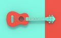 Green red soprano ukulele Top view 3D