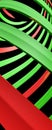 Green and red spiral on black background - 3D rendering illustration Royalty Free Stock Photo