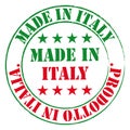 Green and red stamp. Made in Italy label. Royalty Free Stock Photo