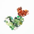 Green and red stones in heart shape isolated Royalty Free Stock Photo