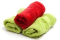 Green and red towels for spa Royalty Free Stock Photo