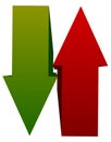 Green red up down arrow icons. Vertical arrows in opposite dir Royalty Free Stock Photo