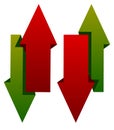 Green red up down arrow icons. Vertical arrows in opposite dir Royalty Free Stock Photo