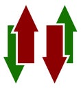 Green red up down arrow icons. Vertical arrows in opposite dir Royalty Free Stock Photo