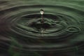 Green and red water dropping, water ripples in a pond. waves of rippling water Royalty Free Stock Photo