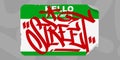 Green Red And White Abstract Flat Graffiti Style Sticker Hello My Name Is With Some Street Art Hip Hop Lettering Vector Royalty Free Stock Photo