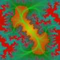 Green Red Yellow Fractal, Flowers, Lines Playful Geometries, Abstract Texture, Graphics