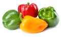 green, red, yellow sweet bell peppers isolated on white background Royalty Free Stock Photo