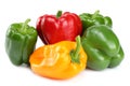 green, red, yellow sweet bell peppers isolated on white background Royalty Free Stock Photo