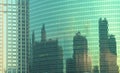 Green reflections of Chicago skyline Royalty Free Stock Photo