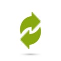 Green Refresh icon. Refresh vector icon with shadow Royalty Free Stock Photo
