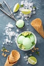 Green refreshing lime ice cream