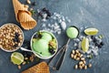 Green refreshing lime pistachio ice cream