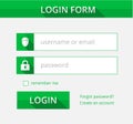 Green register form suitable for flat design, illustration