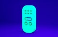 Green Remote control icon isolated on blue background. Minimalism concept. 3d illustration 3D render Royalty Free Stock Photo